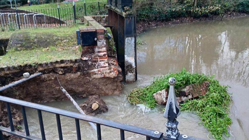 Colchester weir after partial collapse