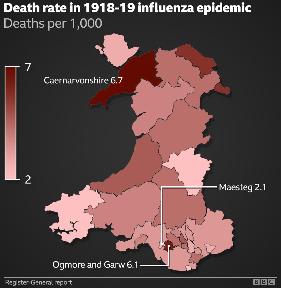 Map of influenza death rate