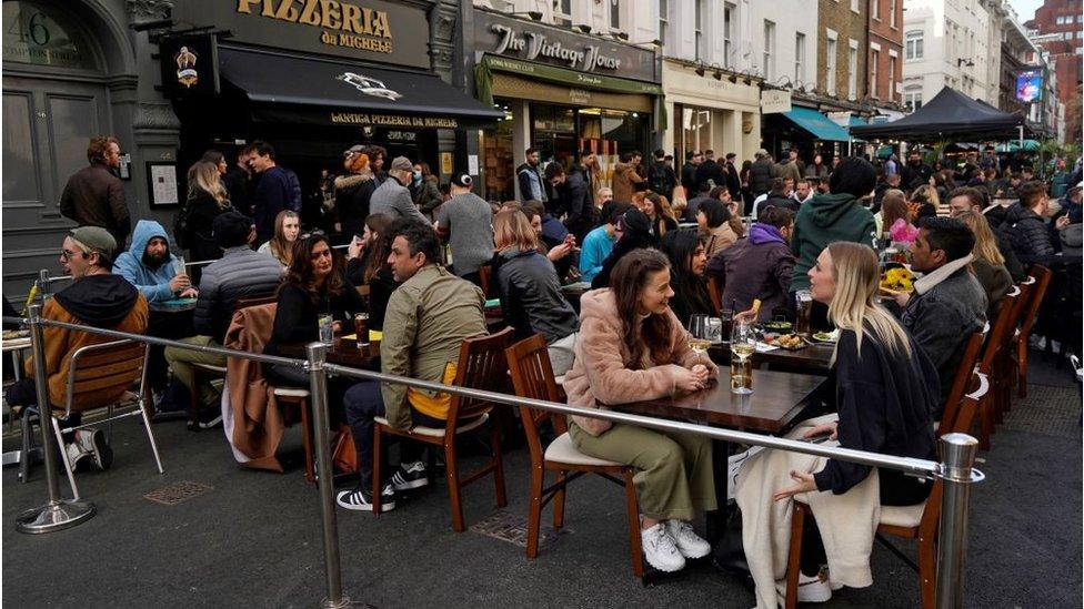 People eating outdoors