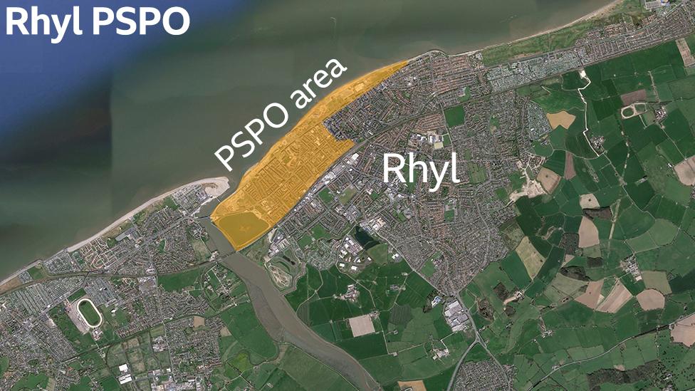 A map showing a a PSPO in Rhyl