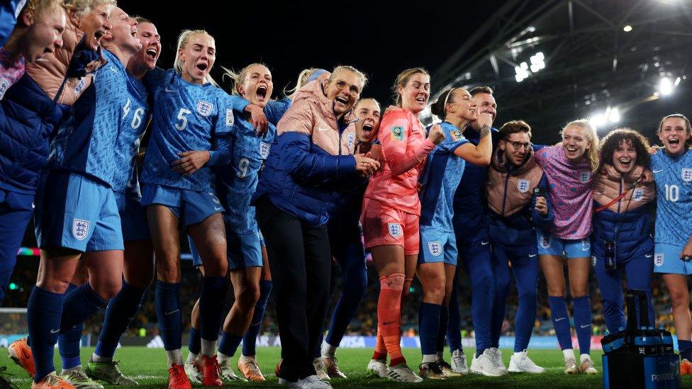 England team celebrating