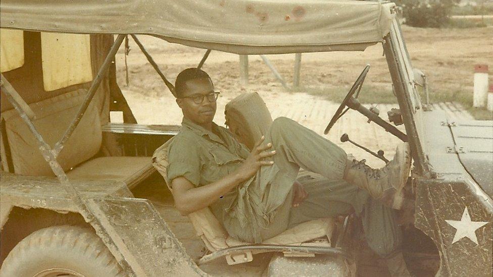 Paul Matthews as a lieutenant in jeep at Camp Red Devil, 5th Infantry Div. Quang Tri, Vietnam, 1968