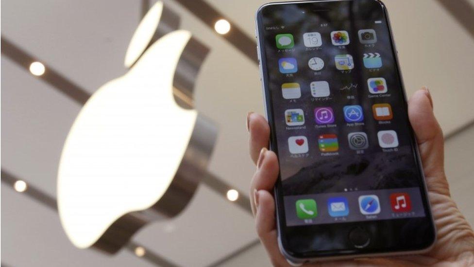 A woman holds up the iPhone 6 Plus at the Apple Store at Tokyo"s Omotesando shopping district, in this file photo taken September 19, 2014