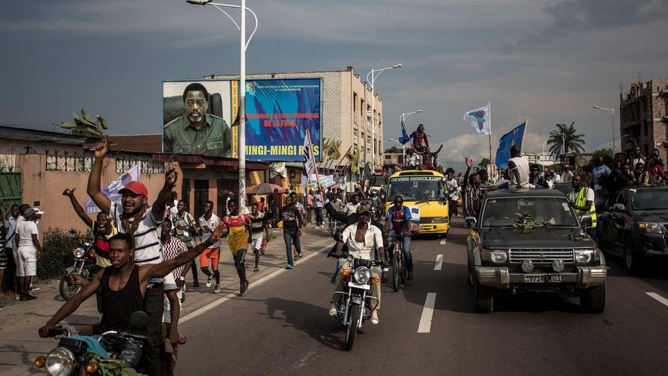 Fayulu supporters in the streets of the capital, Kinshasa