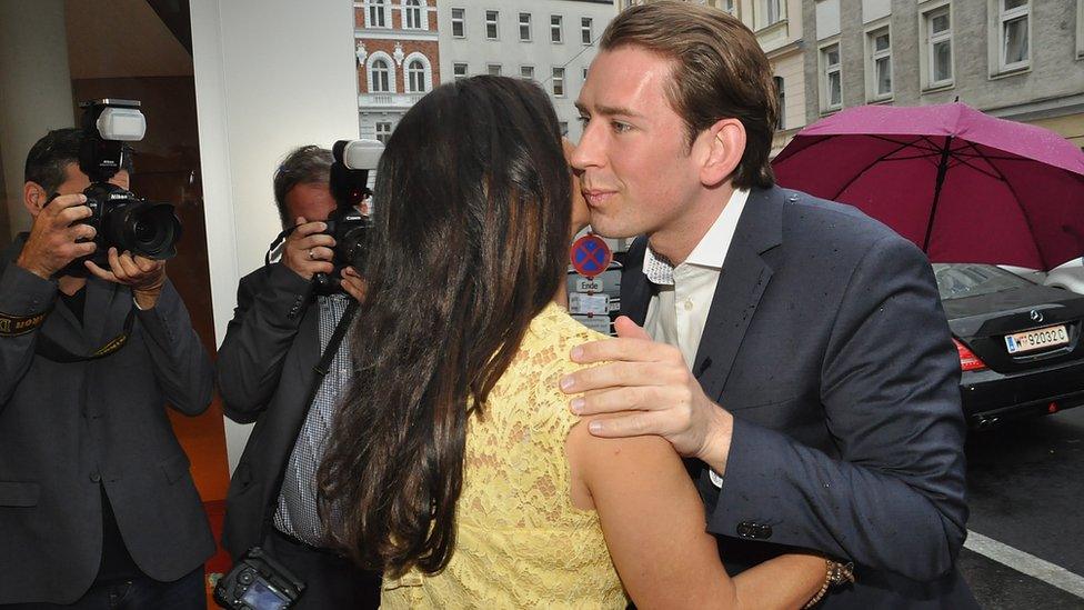 Actress Sonja Klima (L) and Austrian Federal Chancellor Sebastian Kurz attend the Ronald McDonald Children's Aid House on June 26, 2018