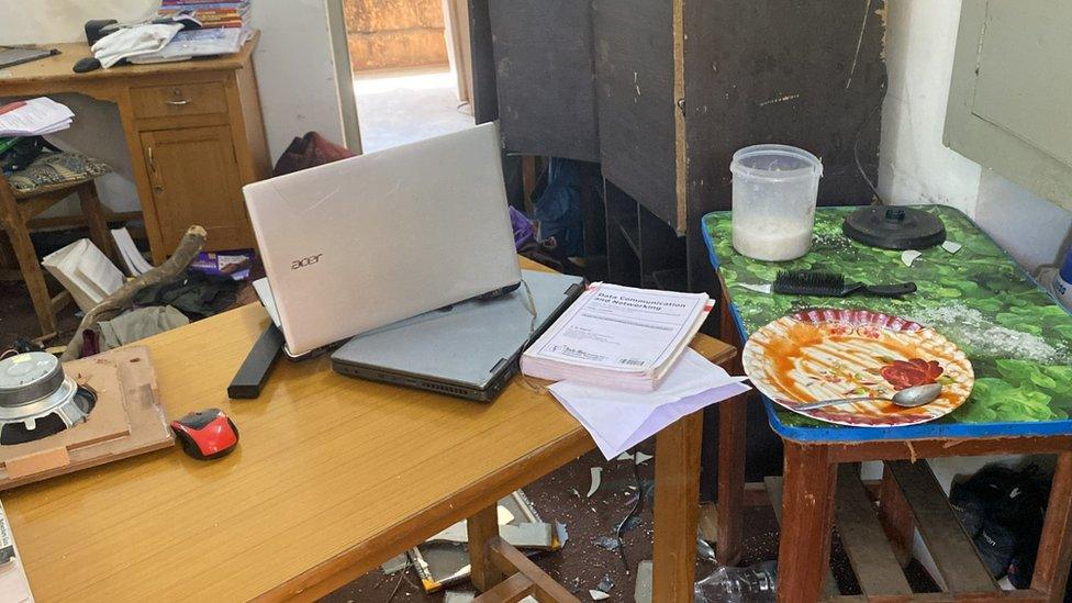 A vandalised hostel room