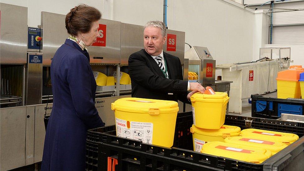 Princess Anne during a visit to Healthcare Environmental Services at Shotts