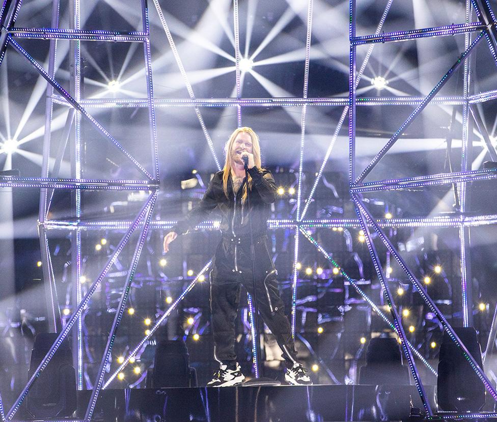 Sam Ryder sings at dress rehearsal for Eurovision 2022 in Turin