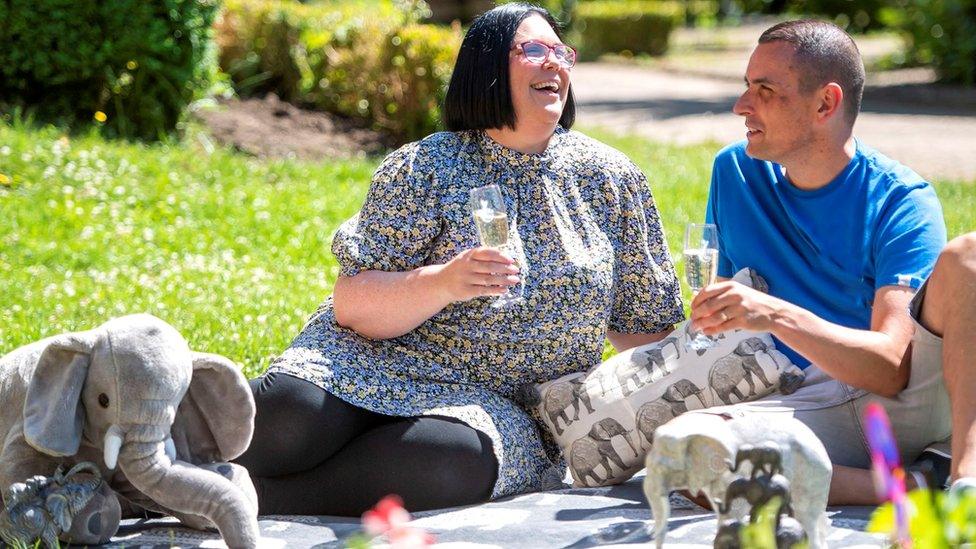 Louise and Stuart Tate toast the win with a glass of bubbly