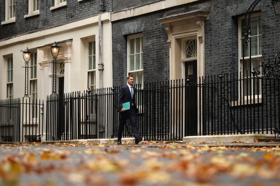 Chancellor of the Exchequer Jeremy Hunt departs Downing Street to present the Autumn Statement to the House of Commons on 17 November 17, 2022 in London, England.