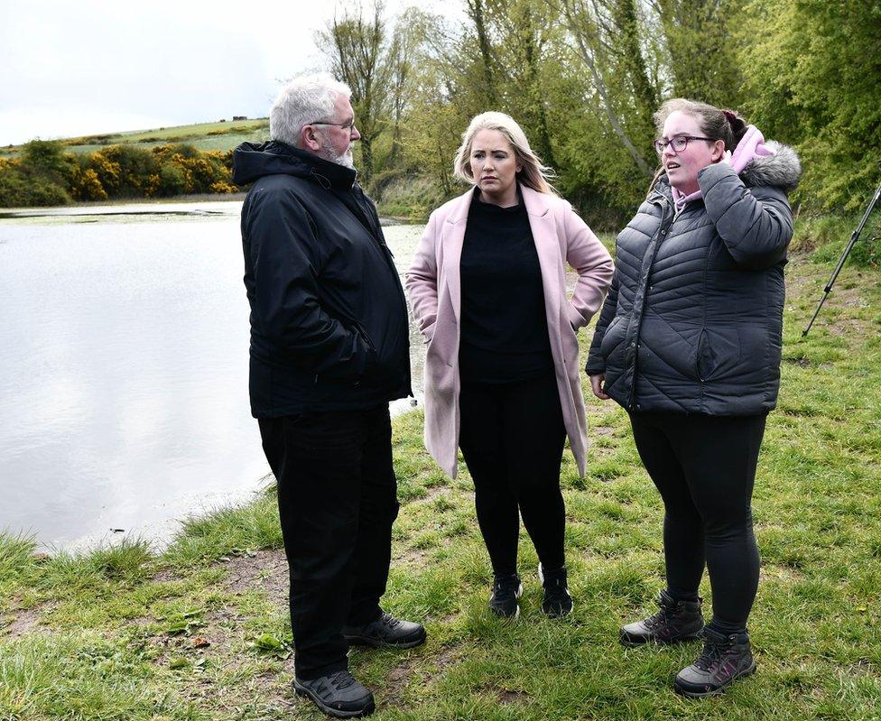 Members of Lisa Dorrian's family at the scene of the search for her body