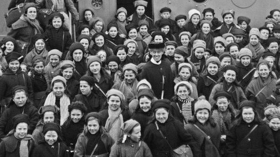 Children from Barnardo's homes for orphaned or destitute children on board the SS Sicilian in London, before emigrating to Canada in March 1920