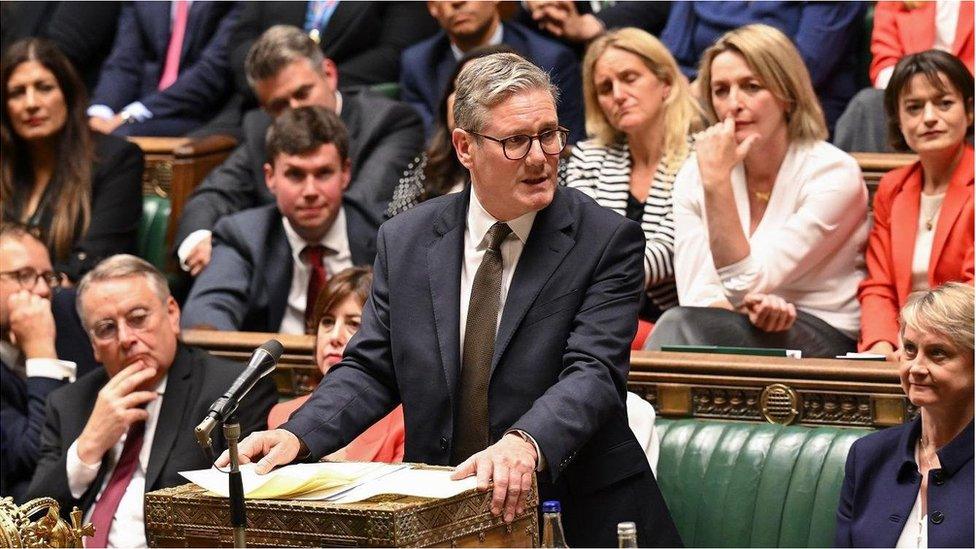 Sir Keir Starmer stands at the dispatch box in the House of Commons