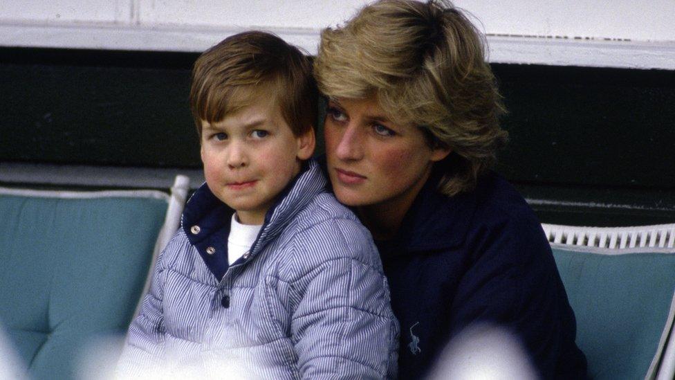 A young Prince William with his mother Princess Diana (circa 1987)