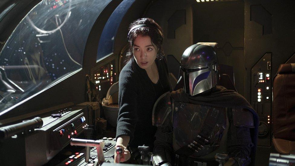 Deborah Chow with the Mandalorian.