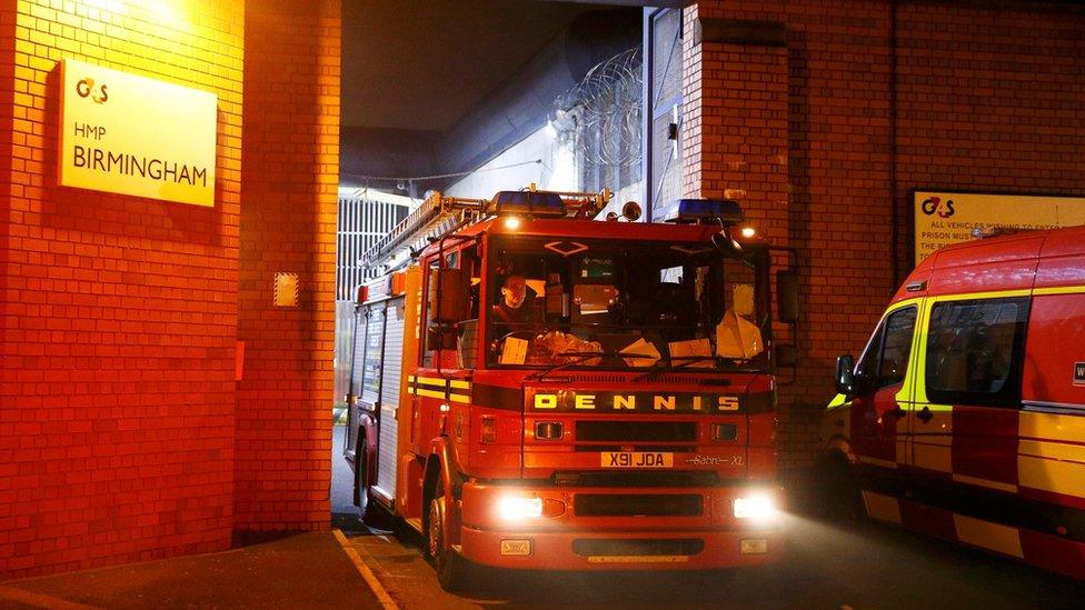 A fire truck leaves Winson Green prison