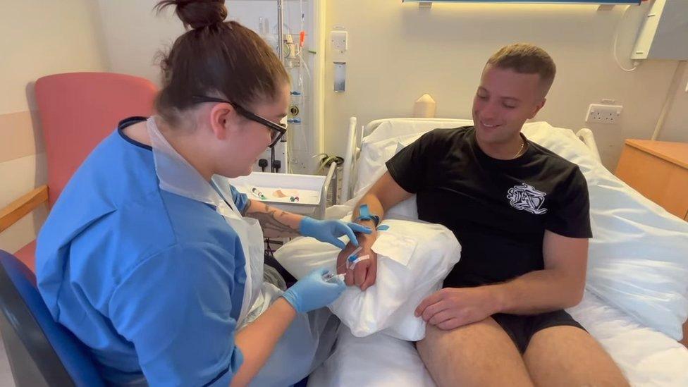 Paolo Lizzeri prepares for chemotherapy at the Beatson in Glasgow