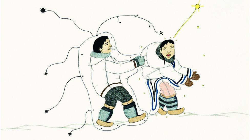 Annie Pootoogook, Man Pulling Woman, 2004 (detail)