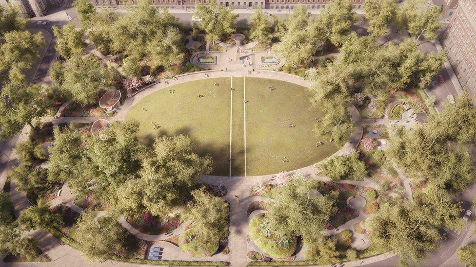 An aerial view of what Grosvenor Square could look like.