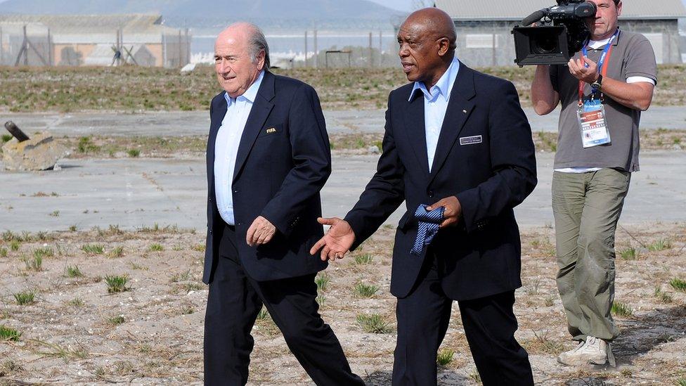 Mr Sexwale and Sepp Blatter take a tour of Robben Island - 2009