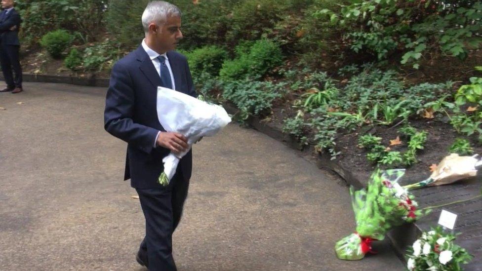 Sadiq Khan laying flowers