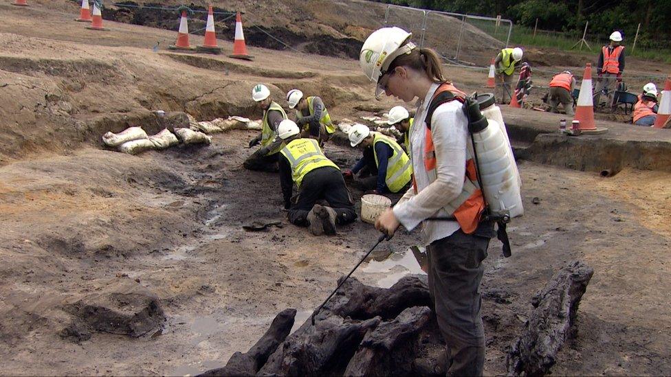 Archaeologists working on the site near Woodbridge