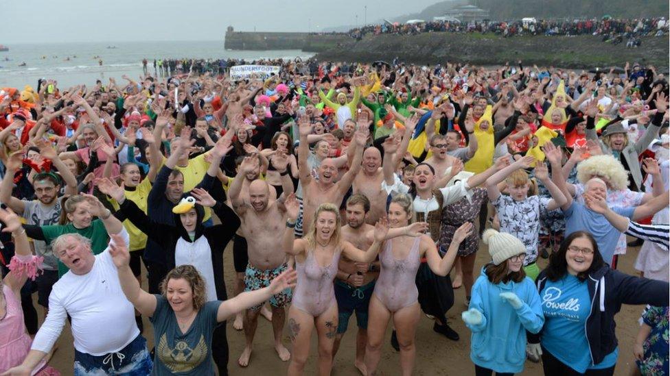 Saundersfoot New Year's swim