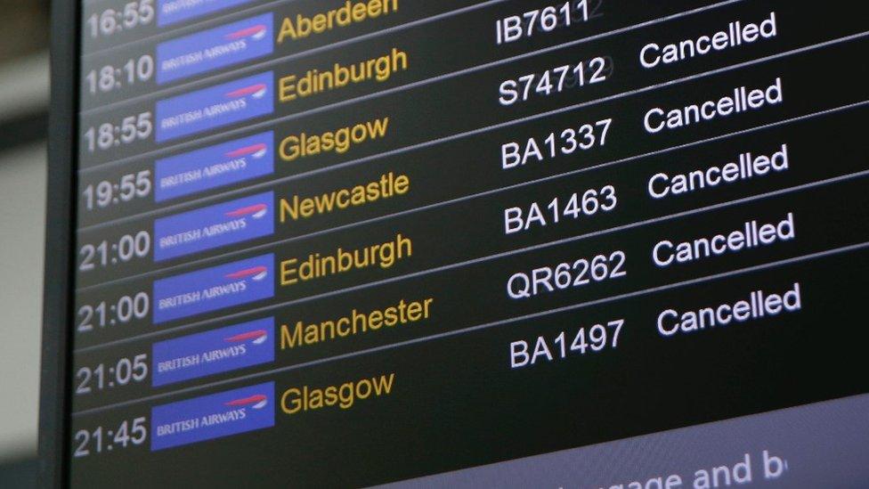 BA departure board at Heathrow Airport on 27 May 2017