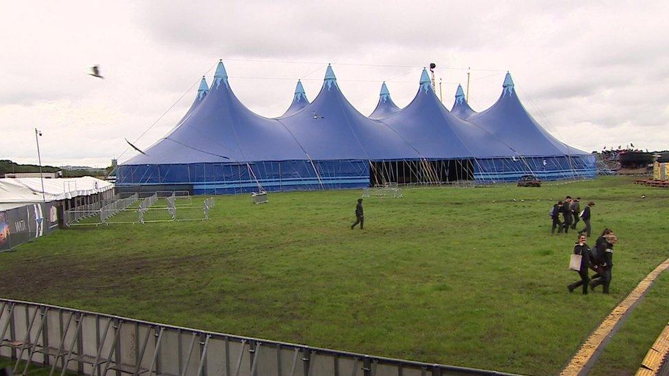 Tents on the LooseFest site at Newcastle's Town Moor