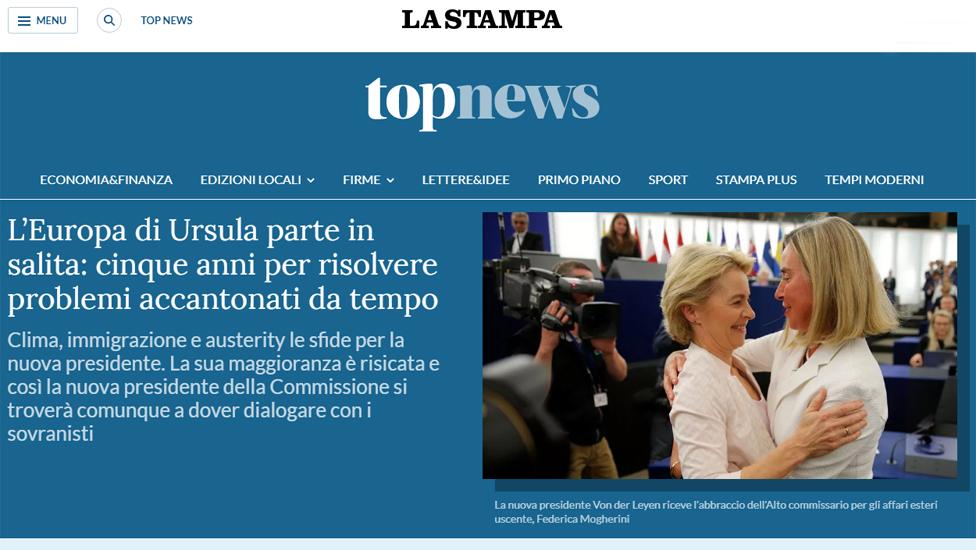 La Stampa front page