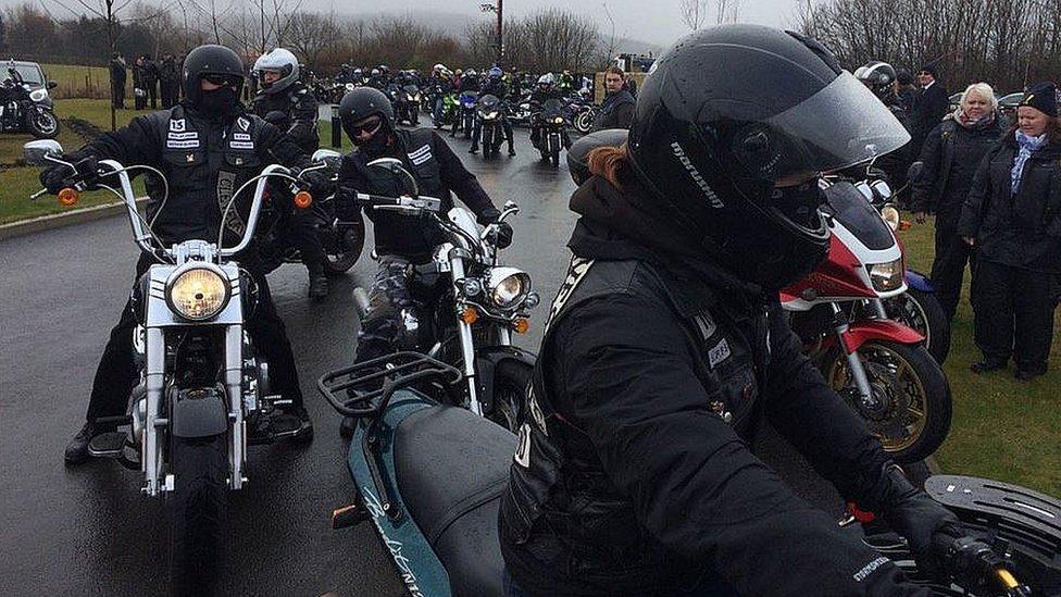 Bikers attend funeral of Mike Collings