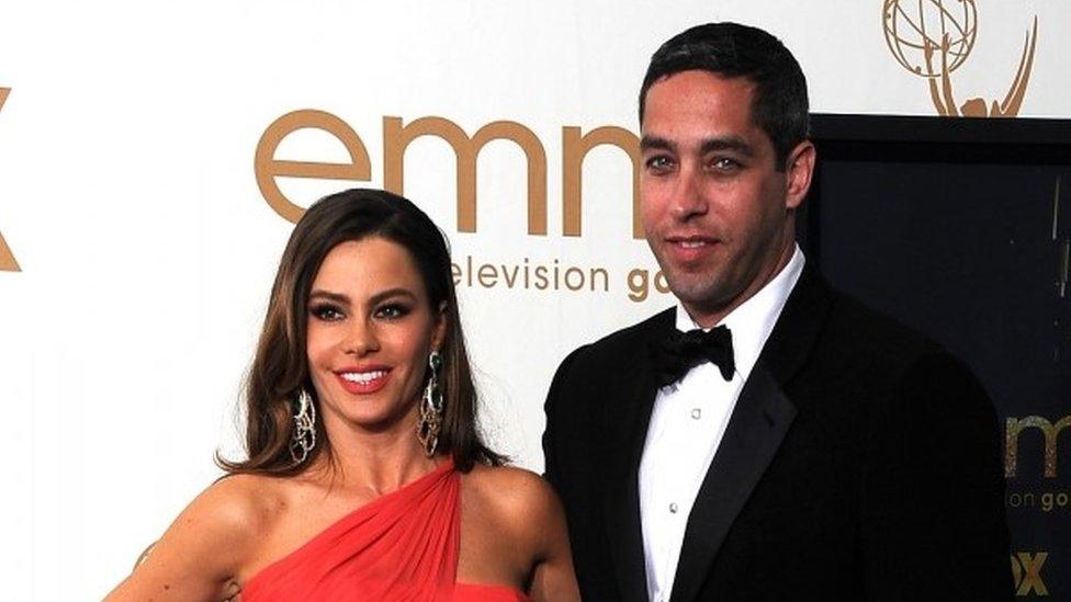 Sofia Vergara and Nick Loeb at the Emmy Awards, 2011