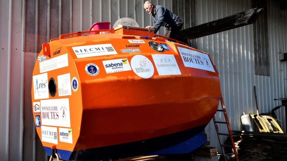 The custom-made barrel in which Frenchman Jean-Jacques Savin floated across the Atlantic