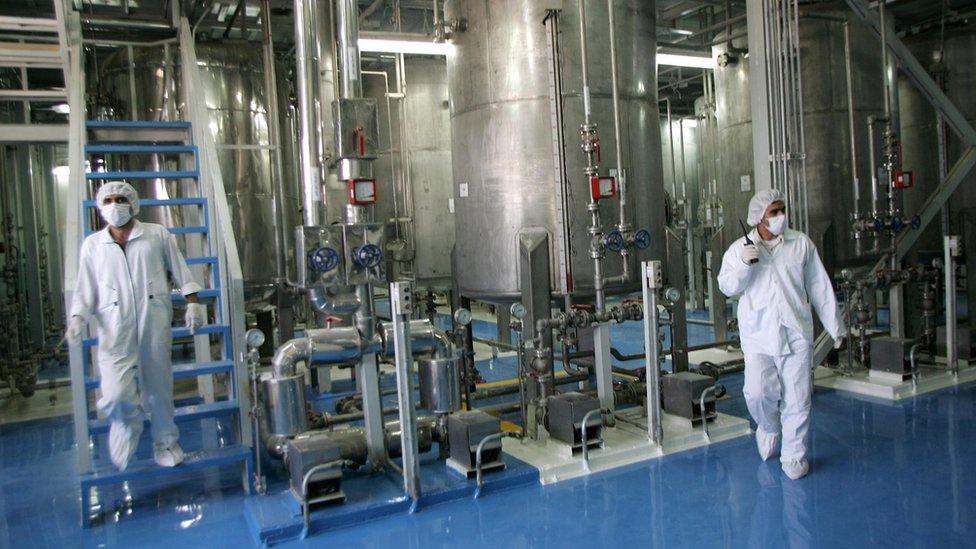 Iranian technicians are seen at the Isfahan Uranium Conversion Facilities (UCF), 420 km south of Tehran, 08 August 2005.