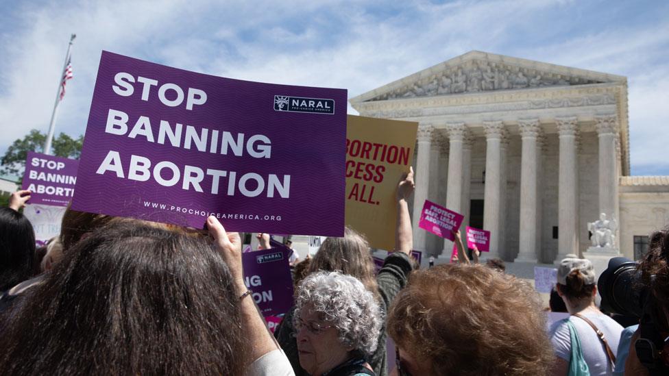 Pro-choice campaigners outside Supreme Court