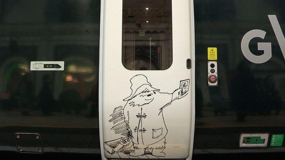 Paddington Bear on side of train