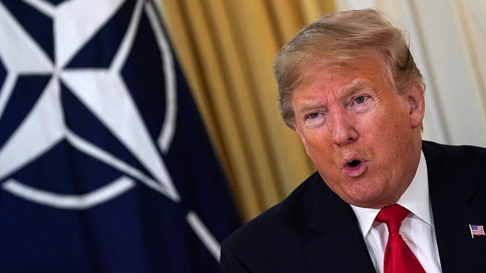 President Donald Trump attends a meeting with Nato Secretary General Jens Stoltenberg (not pictured), ahead of the summit in London, Britain, December 3, 2019