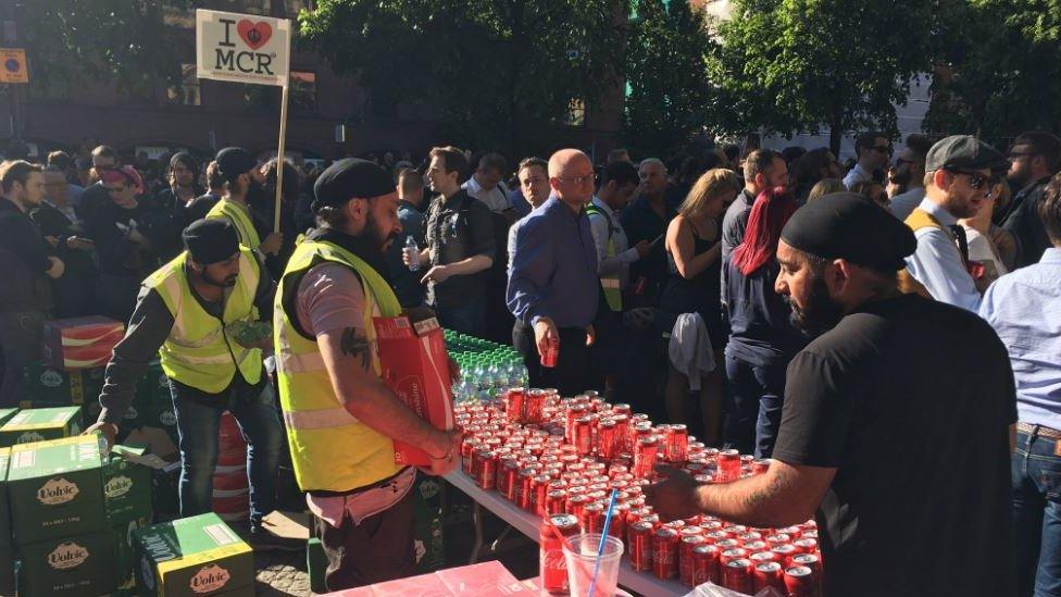 Free refreshment being provided by Manchester Sikh Community