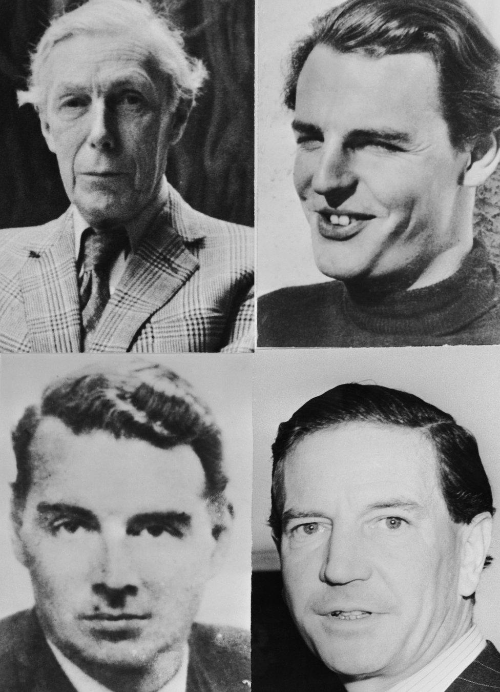 The Cambridge Spies - clockwise from top left Anthony Blunt, Donald Duart Maclean, Kim Philby and Guy Burgess