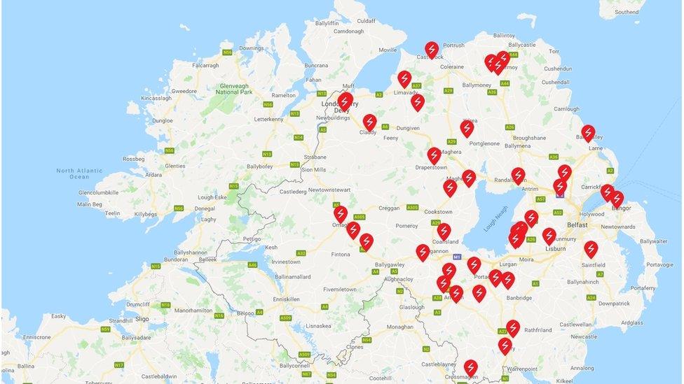 An NIE map shows the main areas affected by electrical power shortages due to the storm