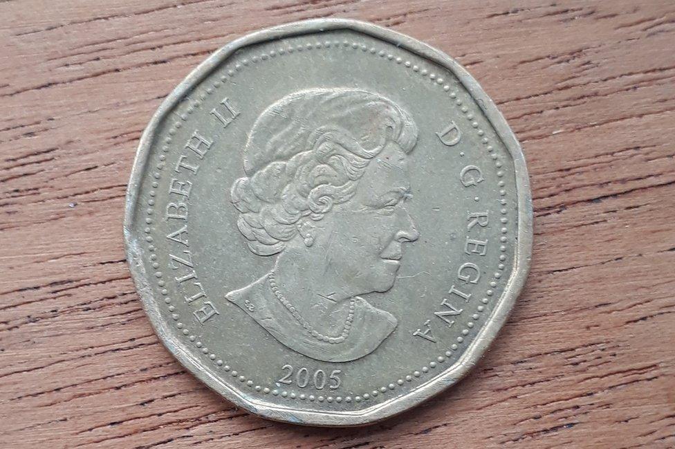 The modern portrait used on coins of Canada