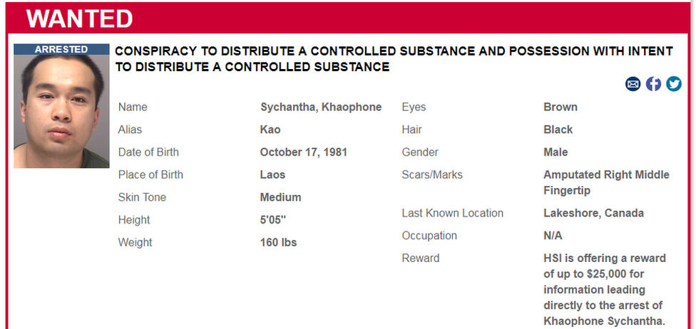 Wanted poster for Katay-Khaophone Sychantha