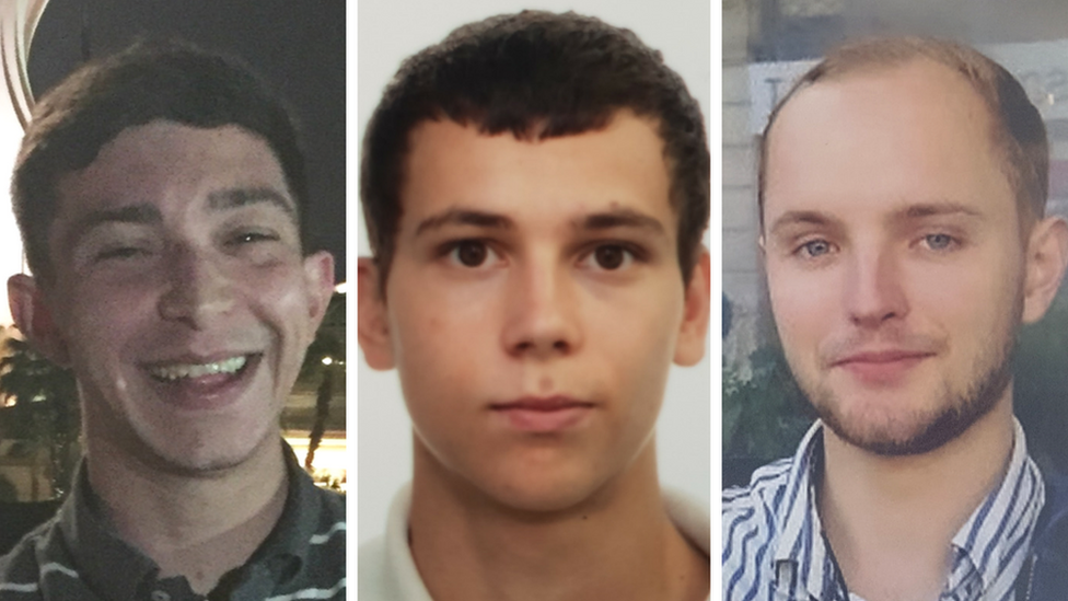 Jack Gilbert, 23, Alberto Fresneda Carrasco, 19, and Harrison Scott-Hood, 23