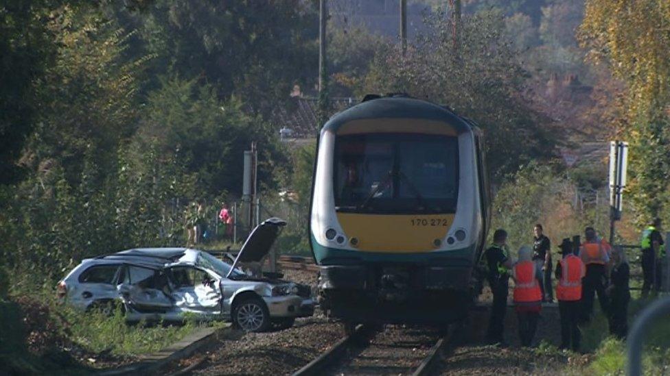 Car and train, Melton, Suffolk