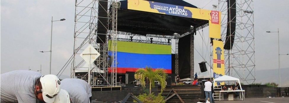 Venezuela Aid Live stage erection