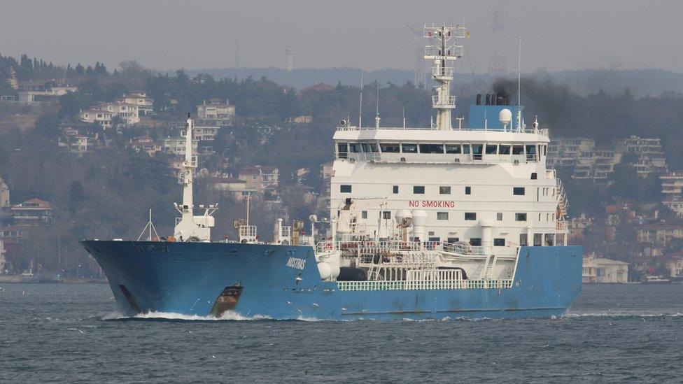 The Ostra oil tanker, pictured under one of its former names, the Nostras