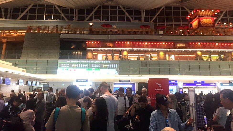 Queue at Tokyo airport