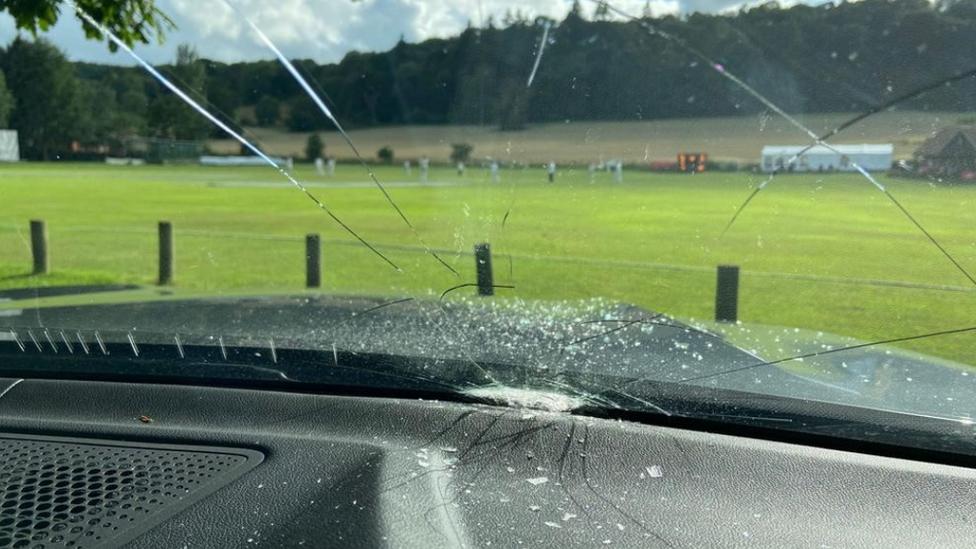 Smashed windscreen