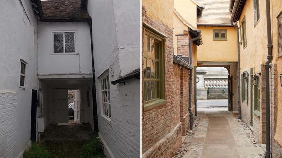 Tunwell's Court passageway, before and after restoration