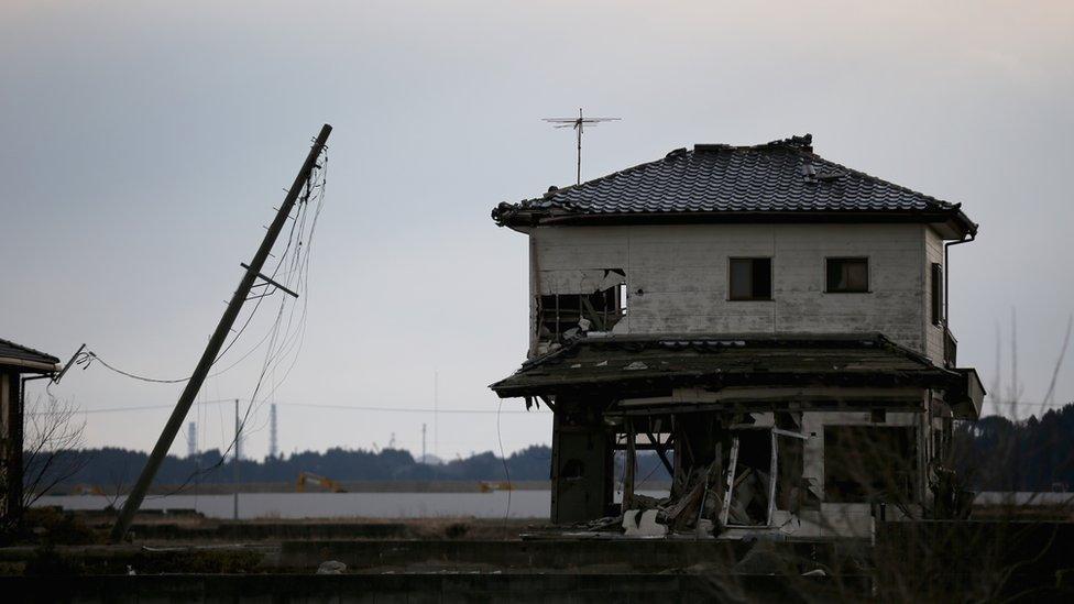 A house inside the exclusion zone close to the devastated Fukushima Daiichi Nuclear Power Plant on February 26, 2016 in Namie, Fukushima Japan